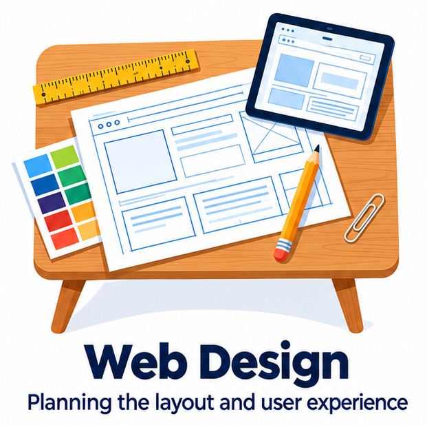Website planning and responsive layout illustration