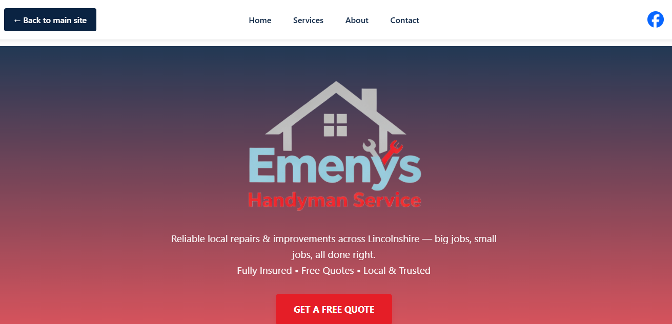 One-page handyman business website demo