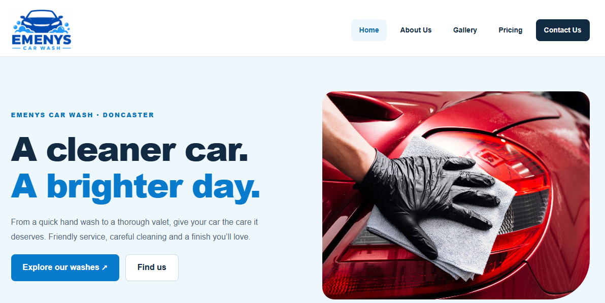 Five-page car wash business website example